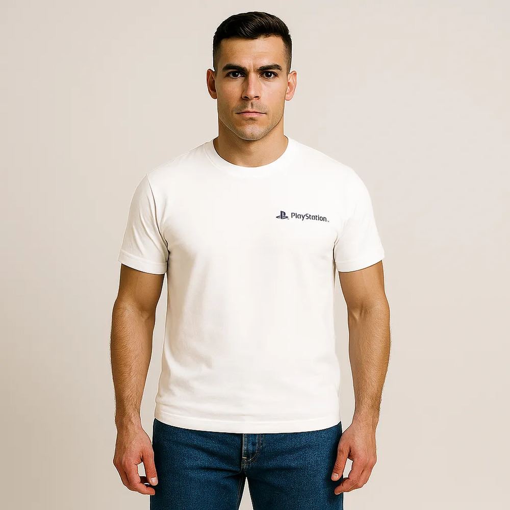 Polo Oficial PlayStation Press Start Blanco M
